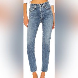 AGOLDE Riley High Rise Straight Crop Frequency Blue Size 30